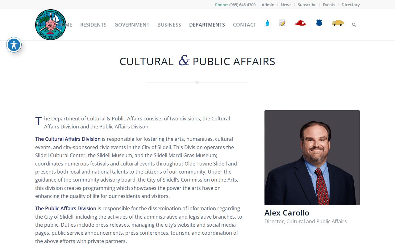 City of Slidell Cultural and Public Affairs page for local history contacts