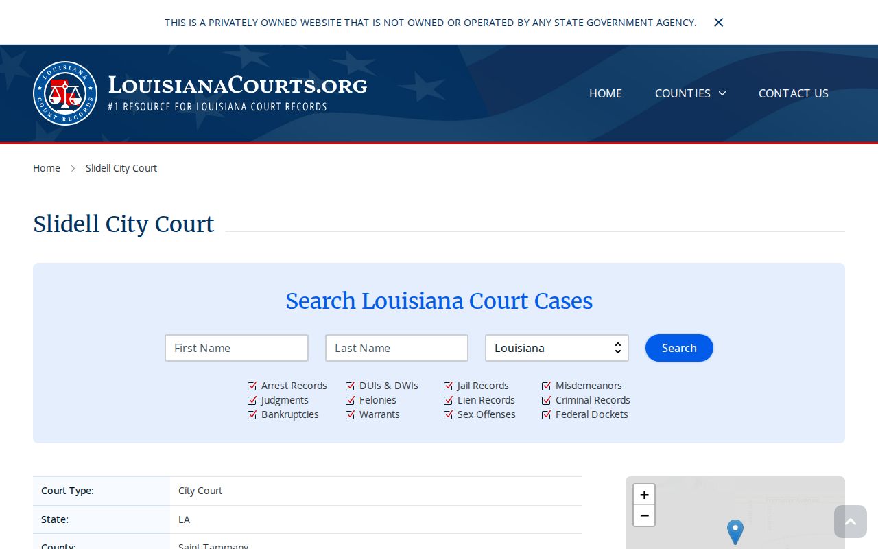 Official Slidell City Court profile and resident name search form